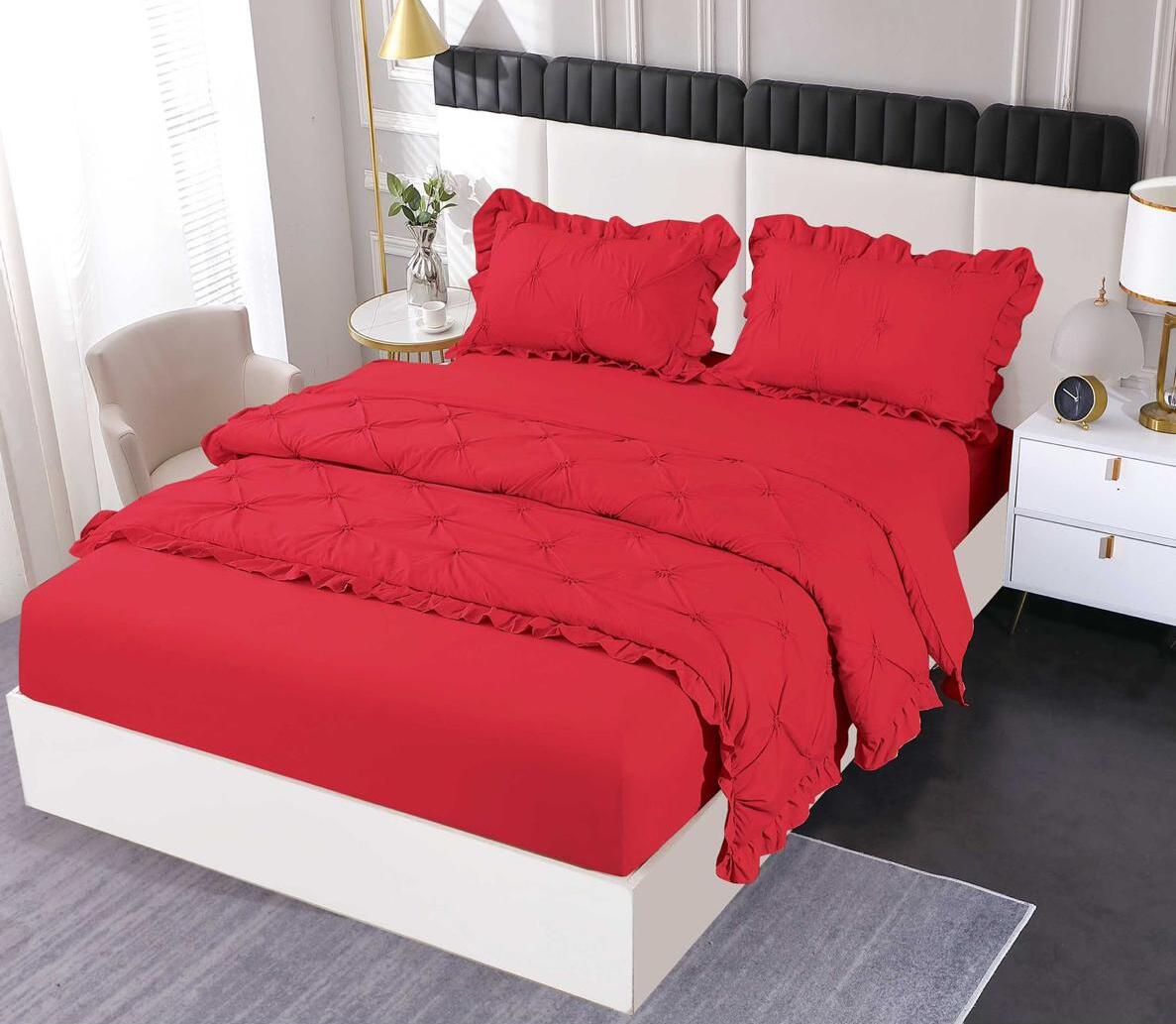 Lenjerie de pat bumbac finet cu pliuri - deluxe - cu elastic - 4 piese | 18424-SE