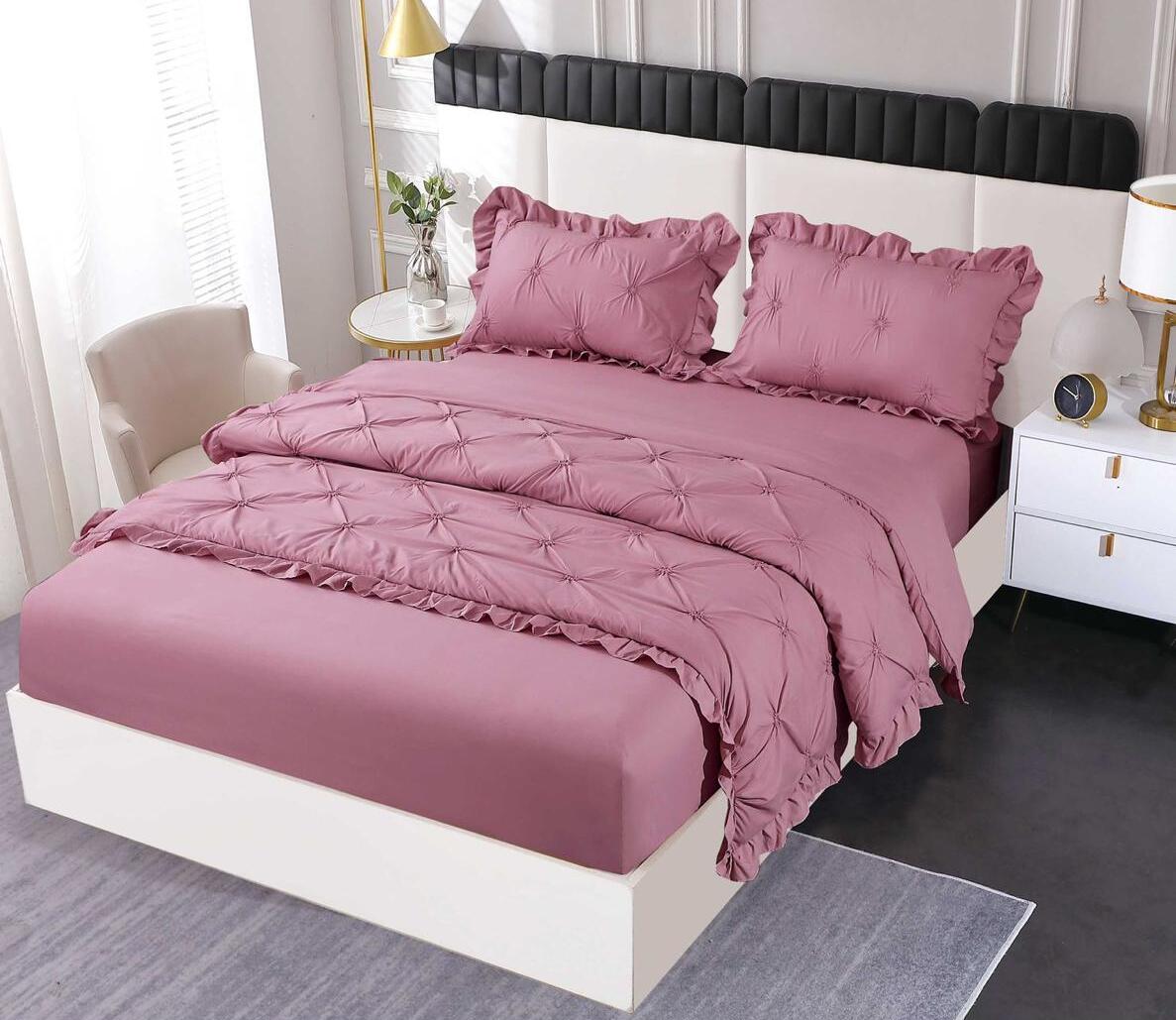 Lenjerie de pat bumbac finet cu pliuri - deluxe - cu elastic - 4 piese | 18427-SE