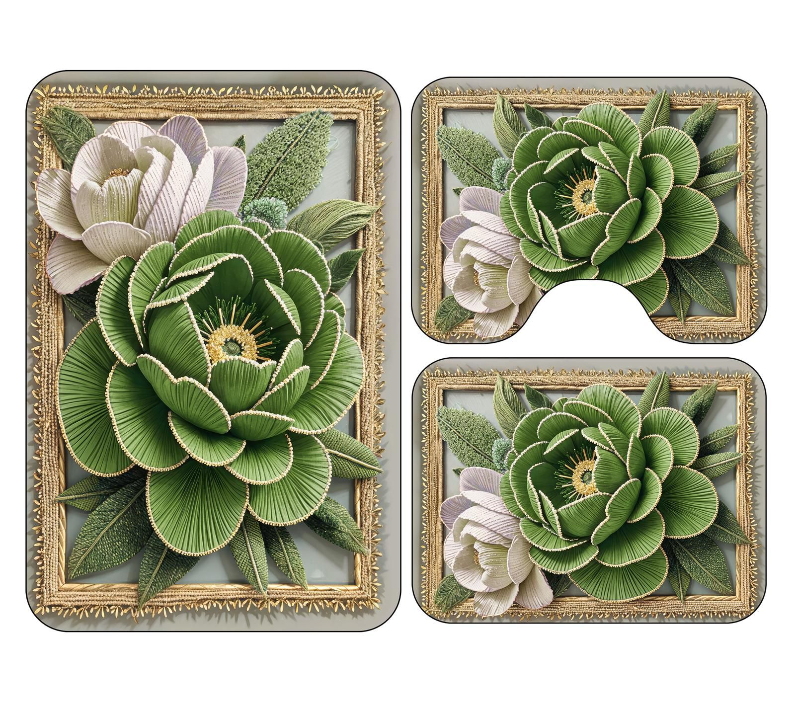 Covorase de baie, 3 piese, 3D, Antiderapante | 18593