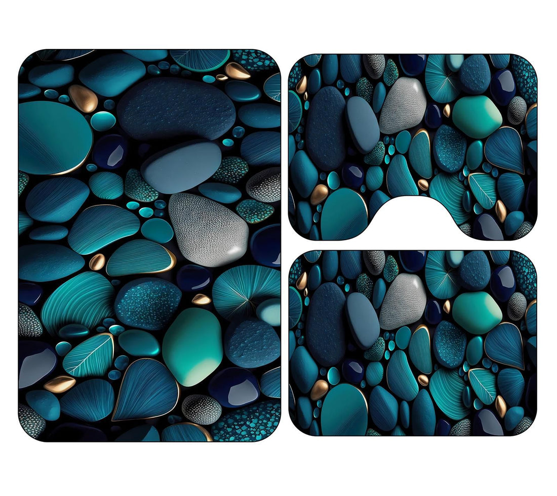 Covorase de baie, 3 piese, 3D, Antiderapante | 18595