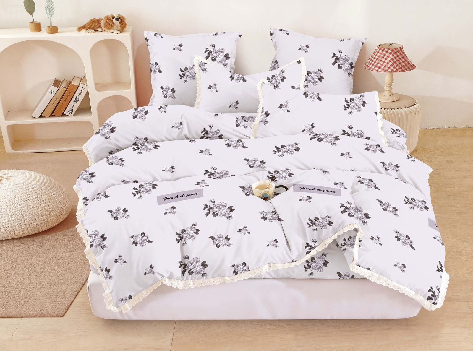 Lenjerie de pat bumbac finet cu elastic – 6 piese | 18675-TL
