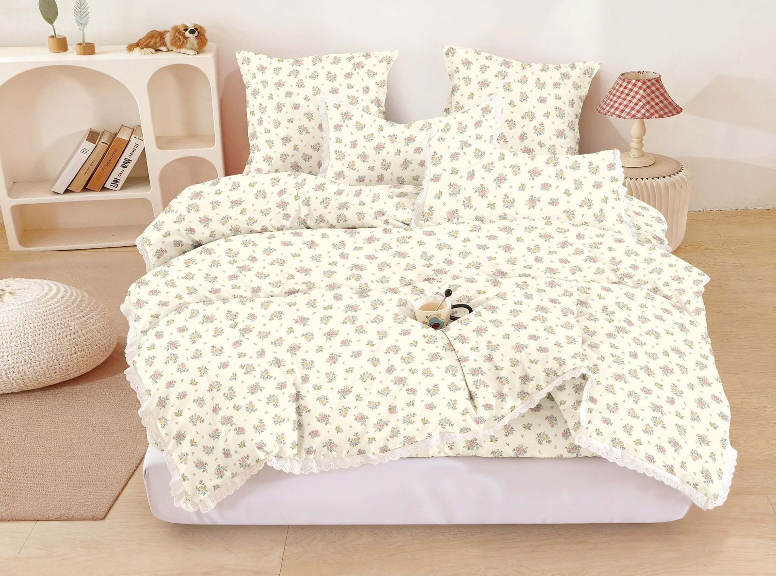Lenjerie de pat bumbac finet cu elastic – 6 piese | 18673-TL