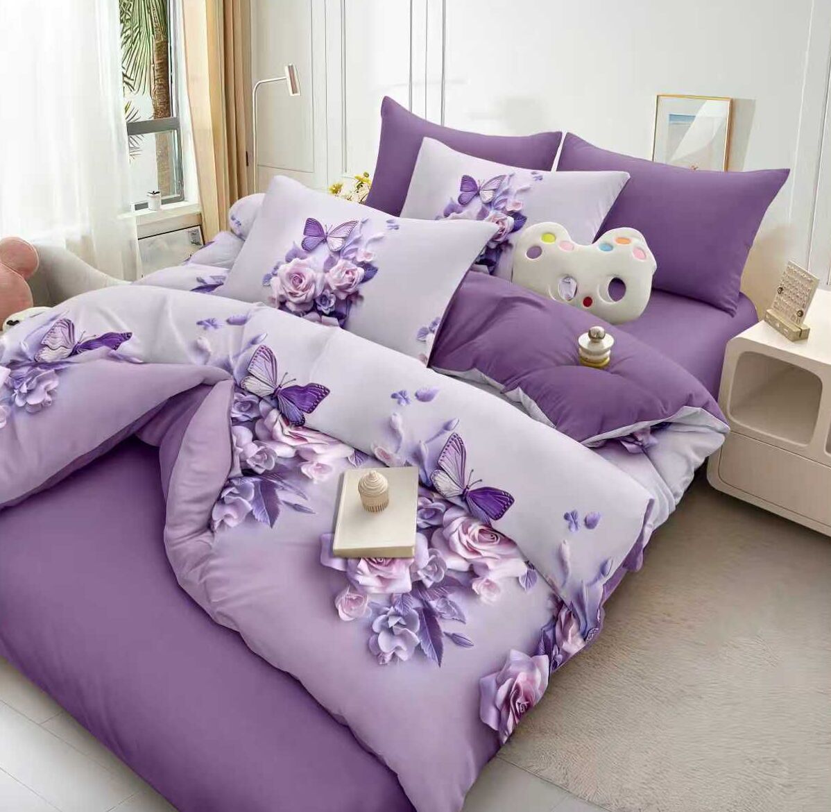 Lenjerie de pat bumbac finet Premium Pucioasa - cu elastic – 6 piese | 18969-TL