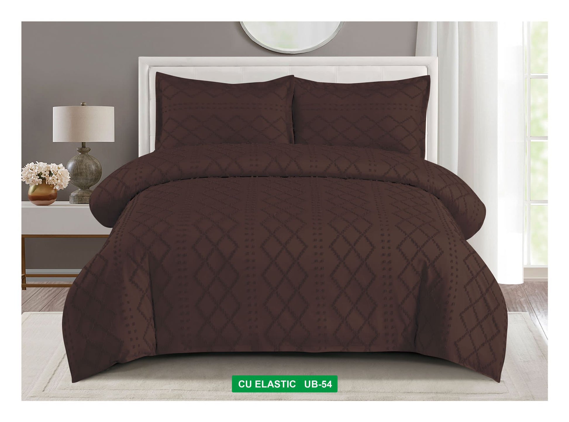 Lenjerie de pat bumbac Brodat - cu elastic - 4 piese | 19009-V