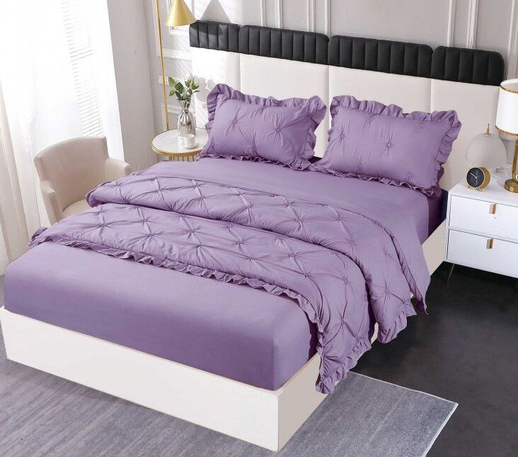 Lenjerie de pat bumbac finet cu pliuri - deluxe - cu elastic - 4 piese | 19030-SE