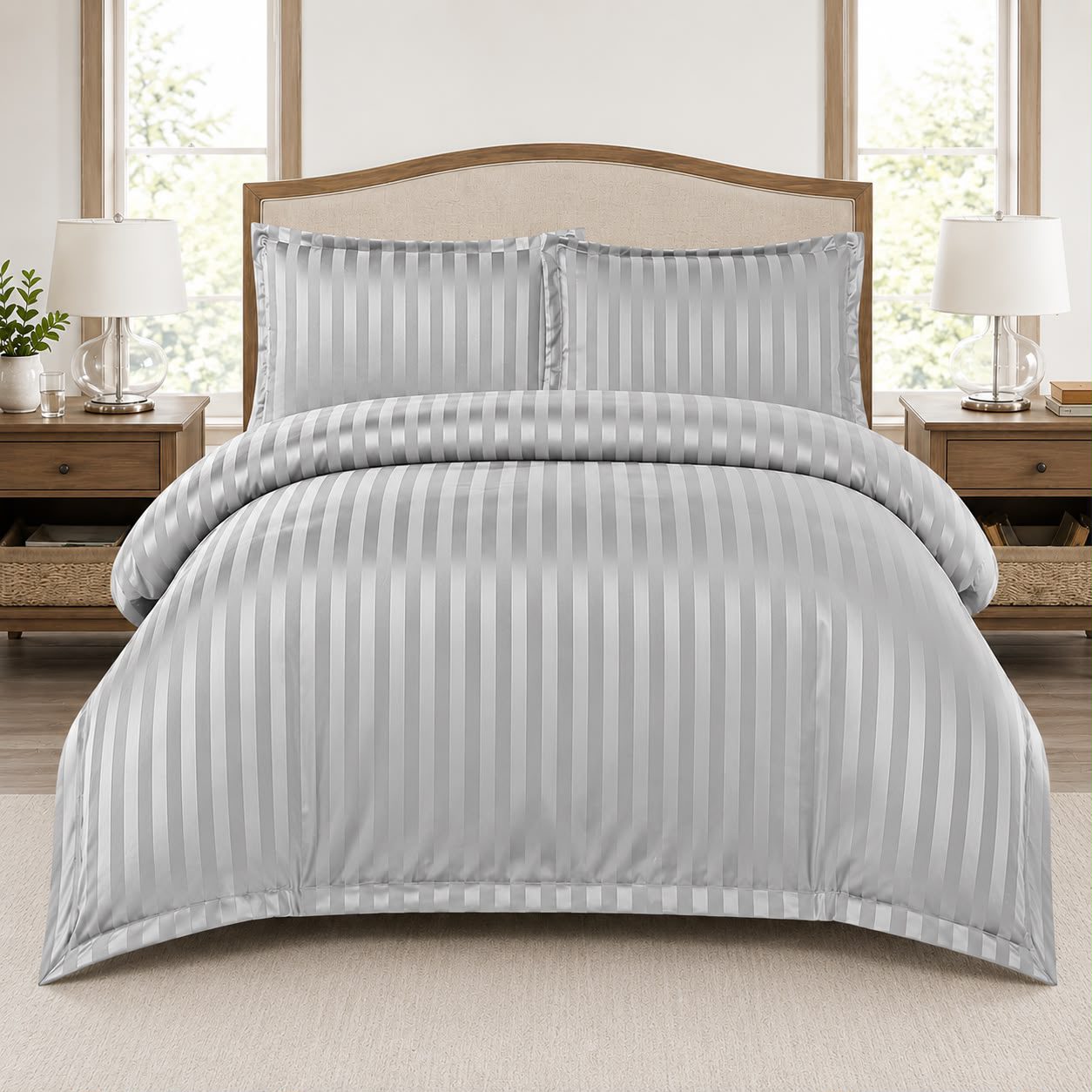 Lenjerie de pat bumbac Damasc Hotelier - cu elastic - 6 piese | 18232-TL