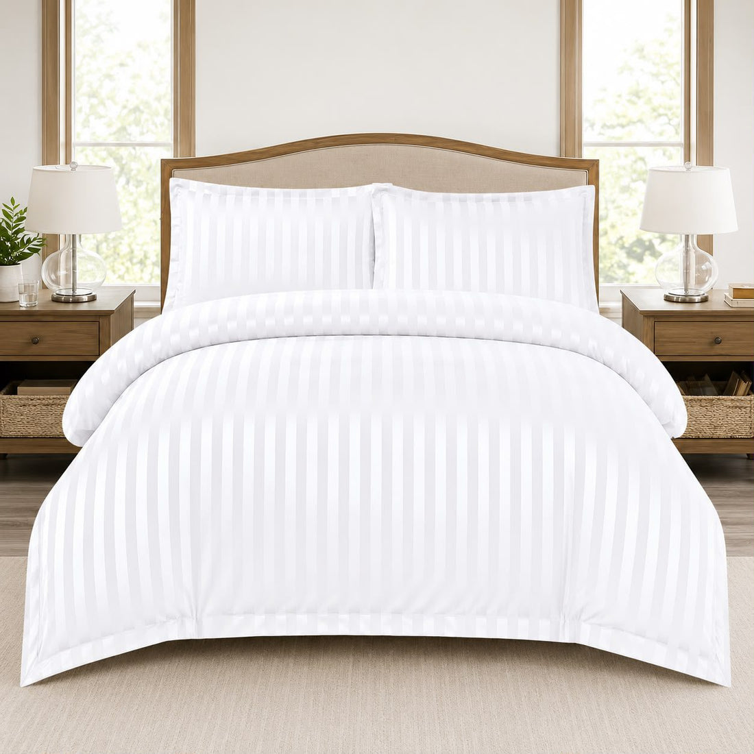 Lenjerie de pat bumbac Damasc Hotelier - cu elastic - 6 piese | 18228-TL