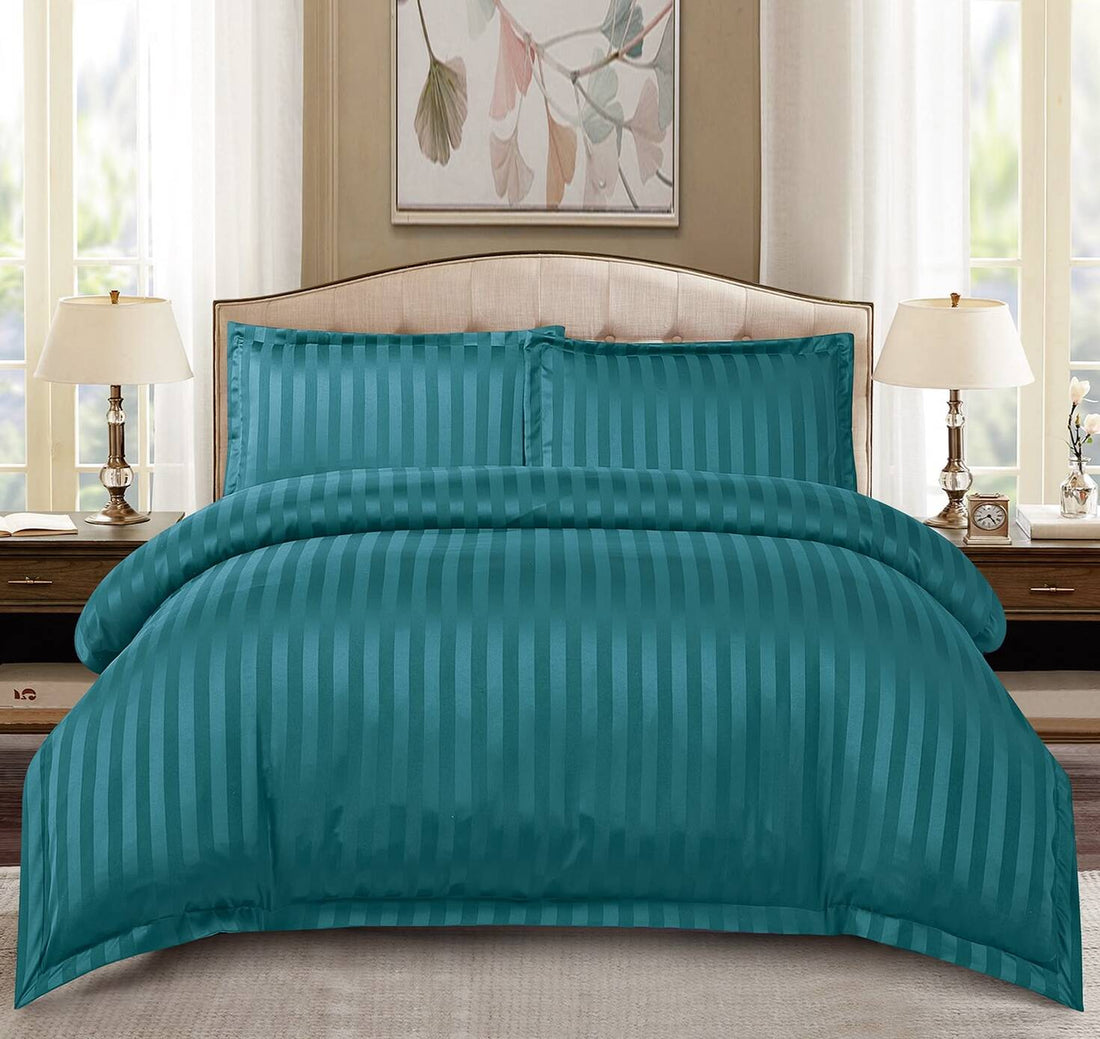 Lenjerie de pat damasc Deluxe gama Horeca - cu elastic - 4 piese | 19373-PR