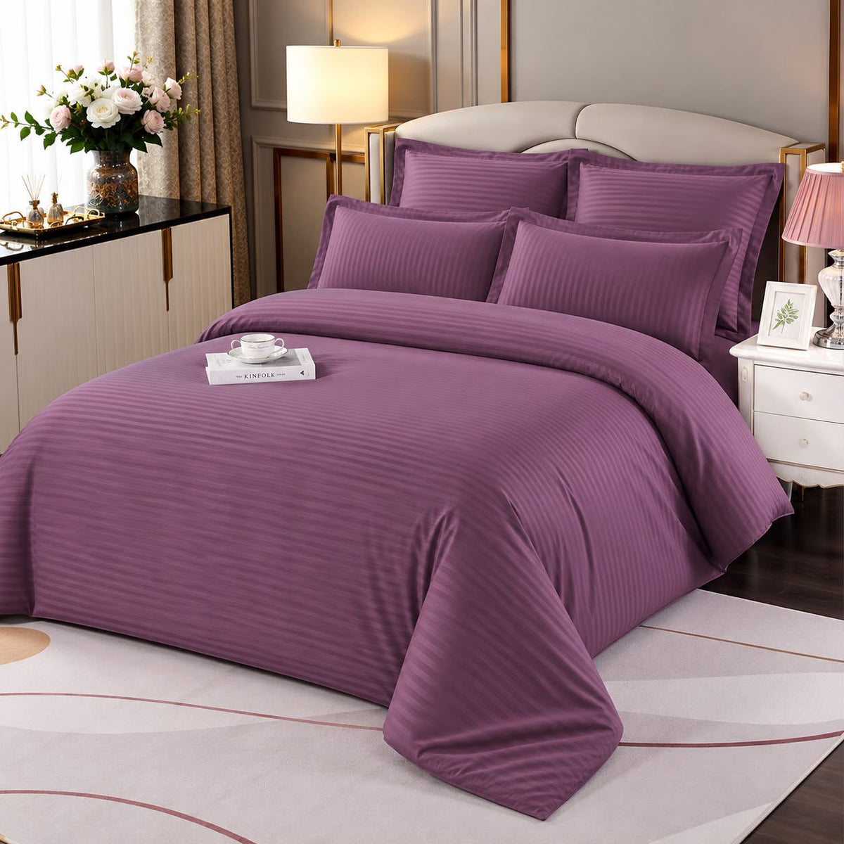 Lenjerie de pat Damasc Deluxe - 4 piese, pentru pat 160x200cm