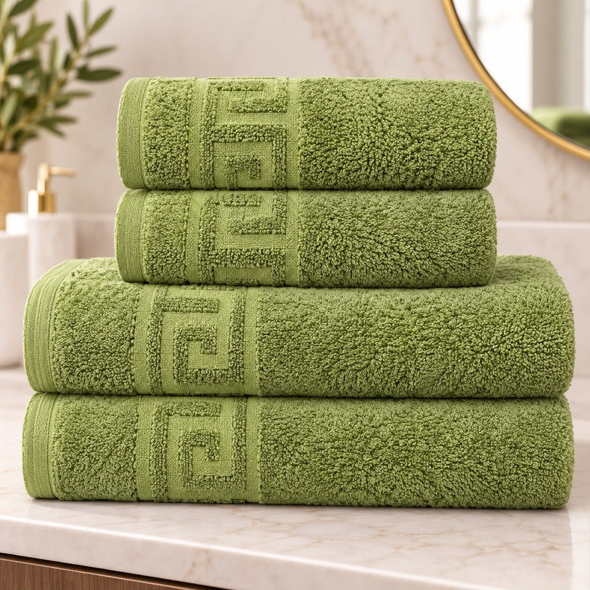 Set 4 prosoape HORECA - Greek Border / 500g - Olive Green