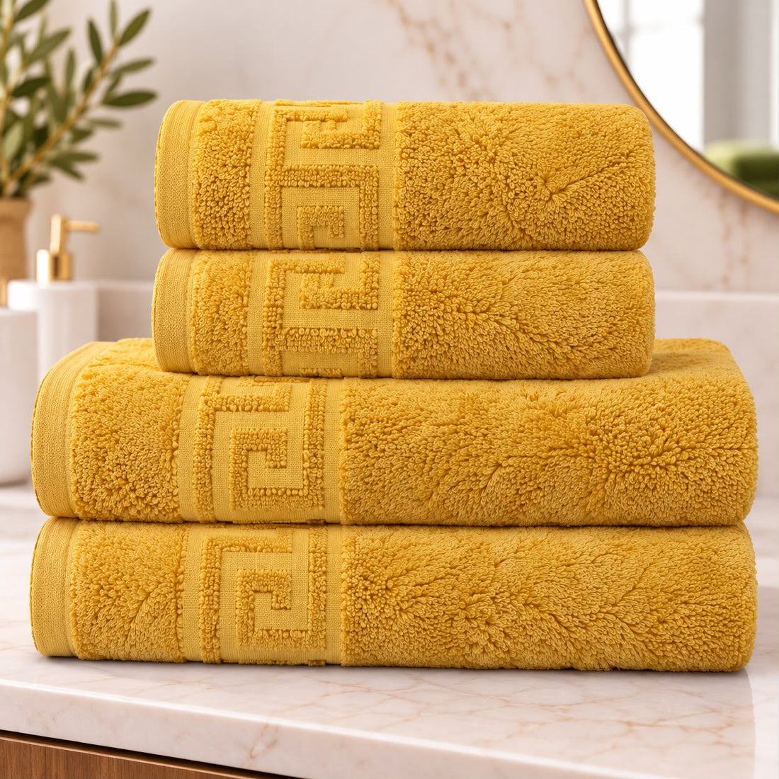 Set 4 prosoape HORECA - Greek Border / 500g - Golden Yellow