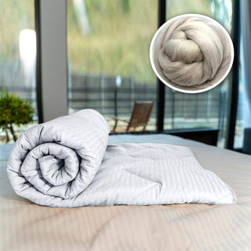 Pilota Matlasata Lana Damasc 100% natural - de iarna - Alb | 2659-R