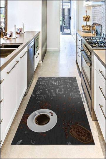 Covor Bucatarie, Design Boabe Cafea, Antiderapant | 6760