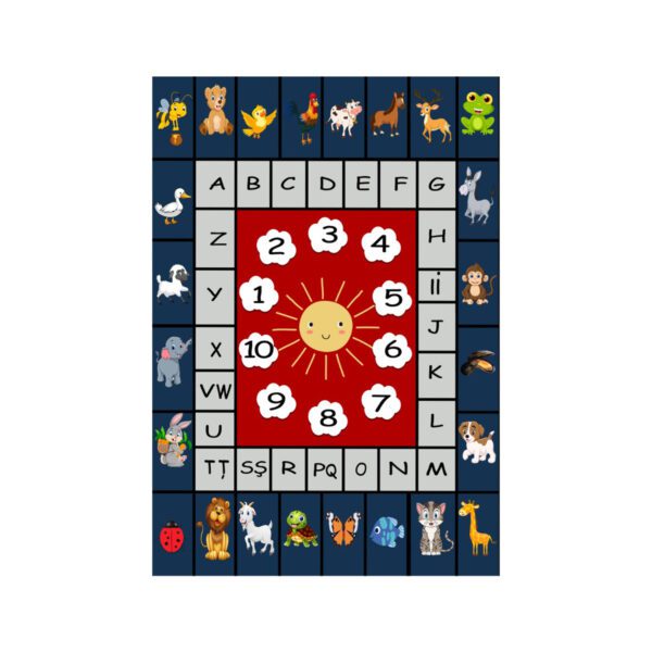 Covor Camera Copii, Design Alfabet/Animale/Numere, Antiderapant | 6732