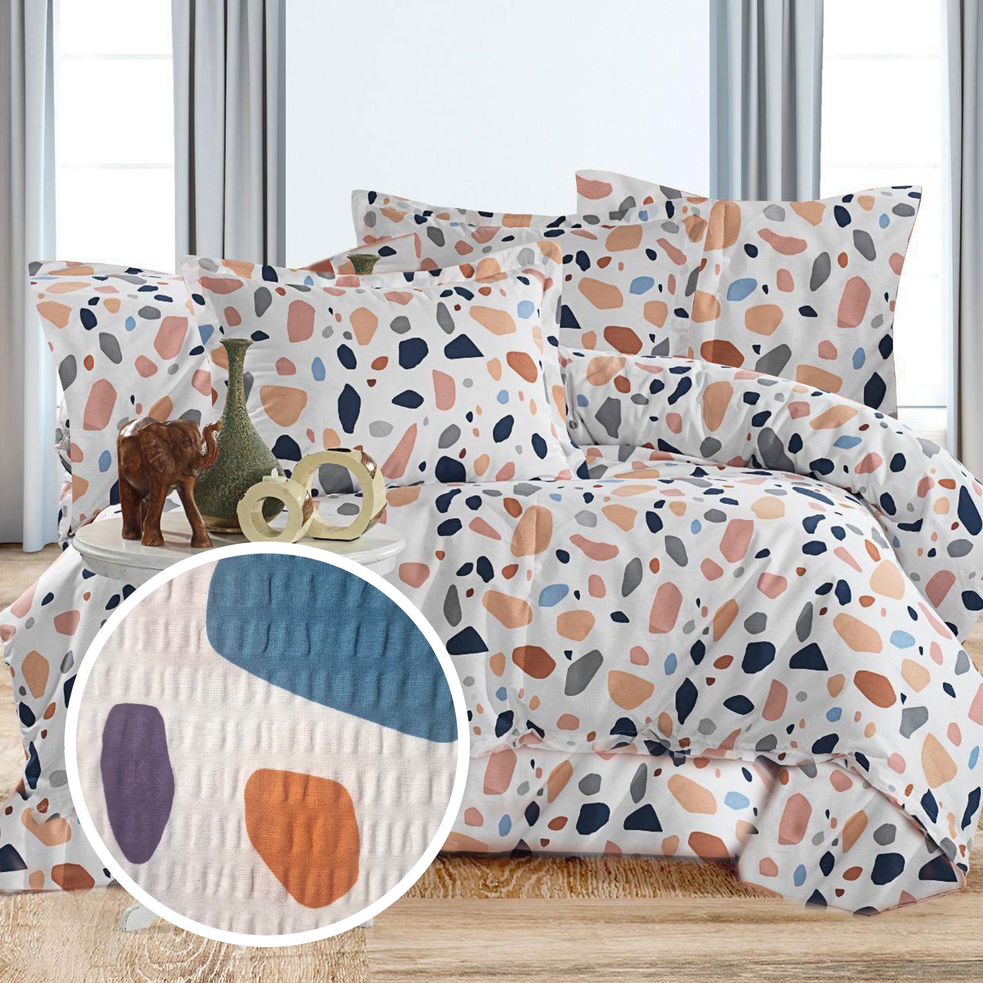 Lenjerie de pat creponata 100% bumbac | 13092-R