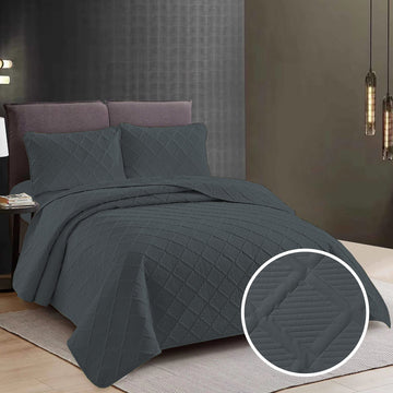 Cuvertura de pat uni + 2 fete de perna - Cool Gray - 3 piese | 13999-R