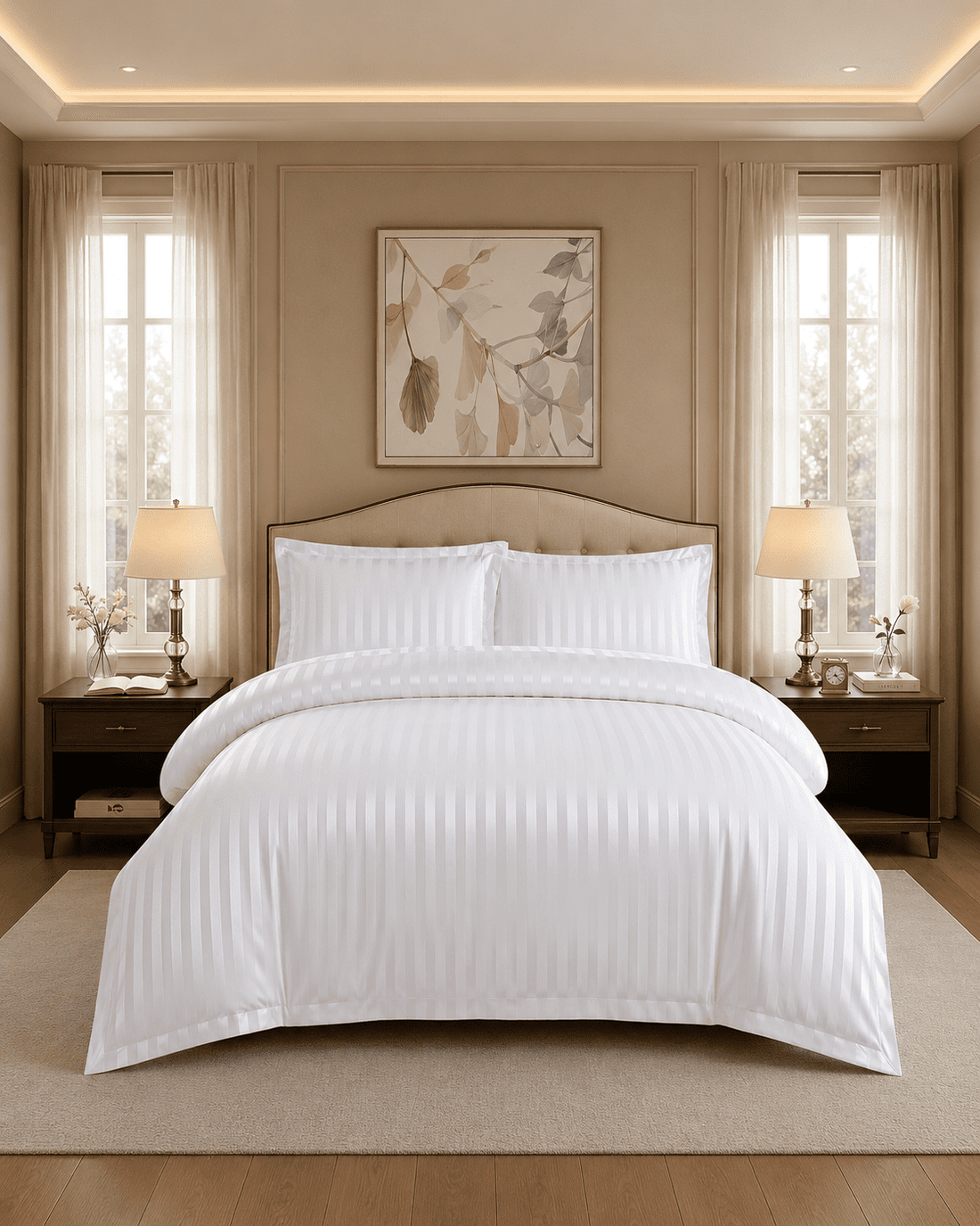 Lenjerie de pat bumbac Damasc Hotelier - cu elastic - 6 piese | 18228-TL