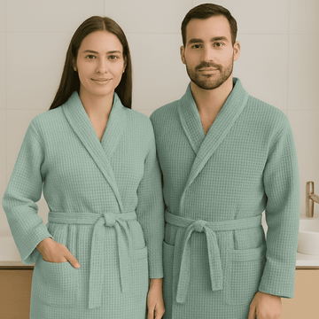 Halat de baie gofrat - 100% Bumbac - Verde Mint