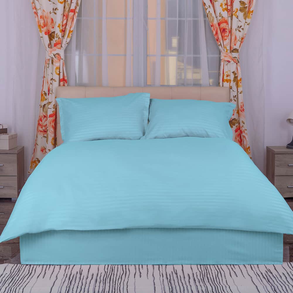 Lenjerie de pat bumbac damasc policoton (Bleu) – 4 piese | 4048-R
