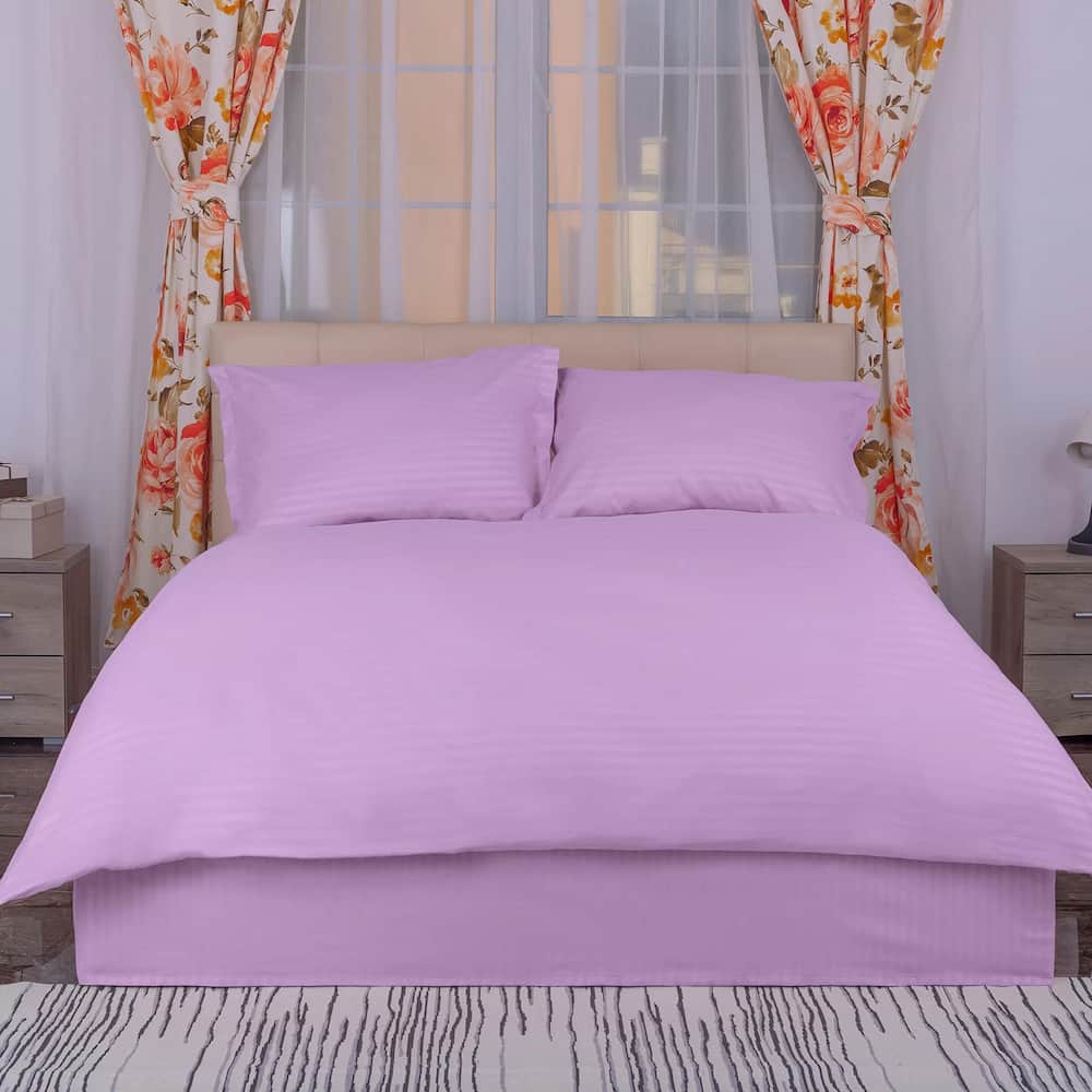 Lenjerie de pat bumbac damasc policoton (Lila) – 4 piese | 4047-R