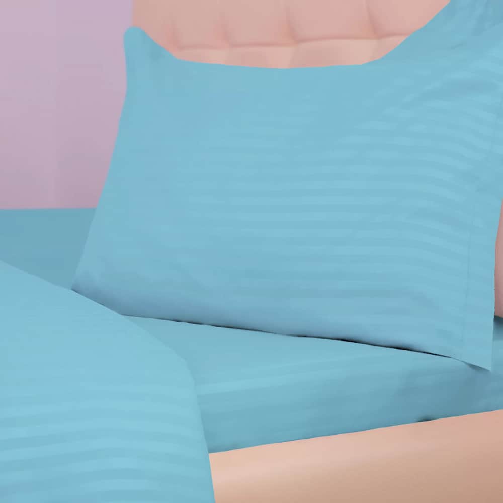 Lenjerie de pat bumbac damasc policoton (Bleu) – 4 piese | 4048-R