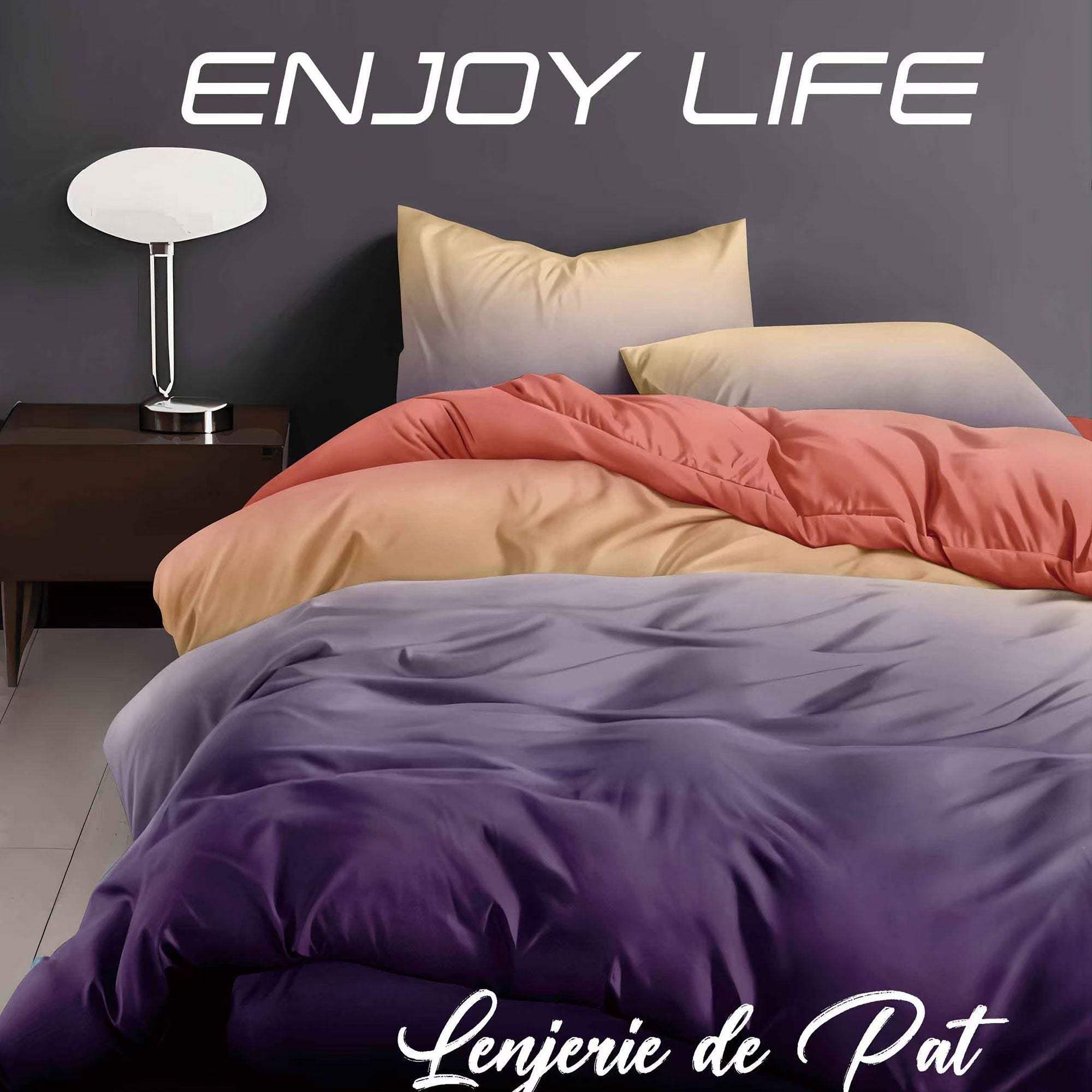 Lenjerie de pat bumbac finet "Enjoy Life" - 4 piese | 16972-R