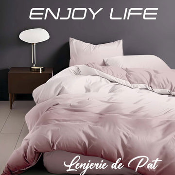 Lenjerie de pat bumbac finet "Enjoy Life" - 4 piese | 16969-R