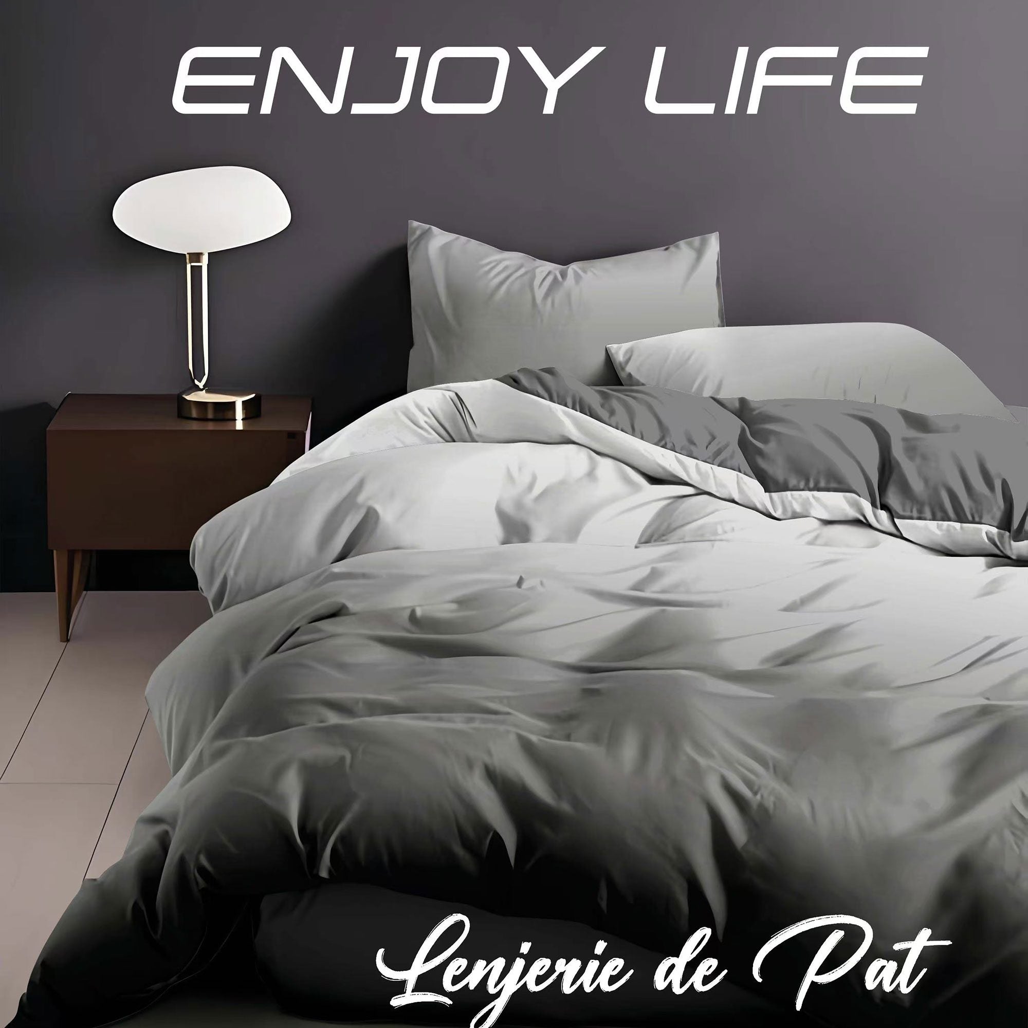 Lenjerie de pat bumbac finet "Enjoy Life" - 4 piese | 16993-R