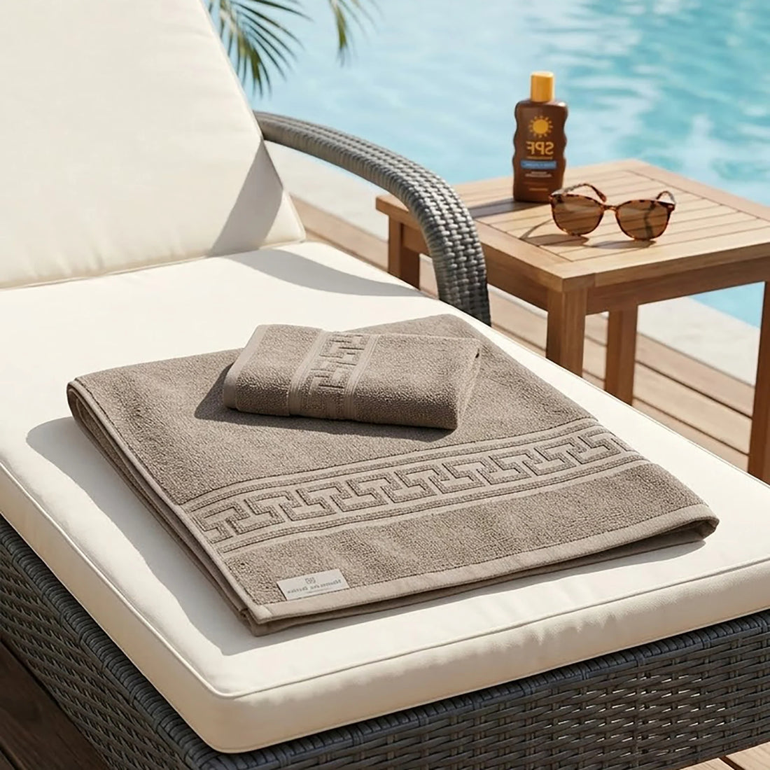 Prosop de plaja Greek Border - 500gr - Bej - 80x180cm