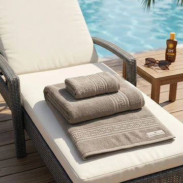Prosop de plaja Greek Border - 500gr - Bej - 80x180cm