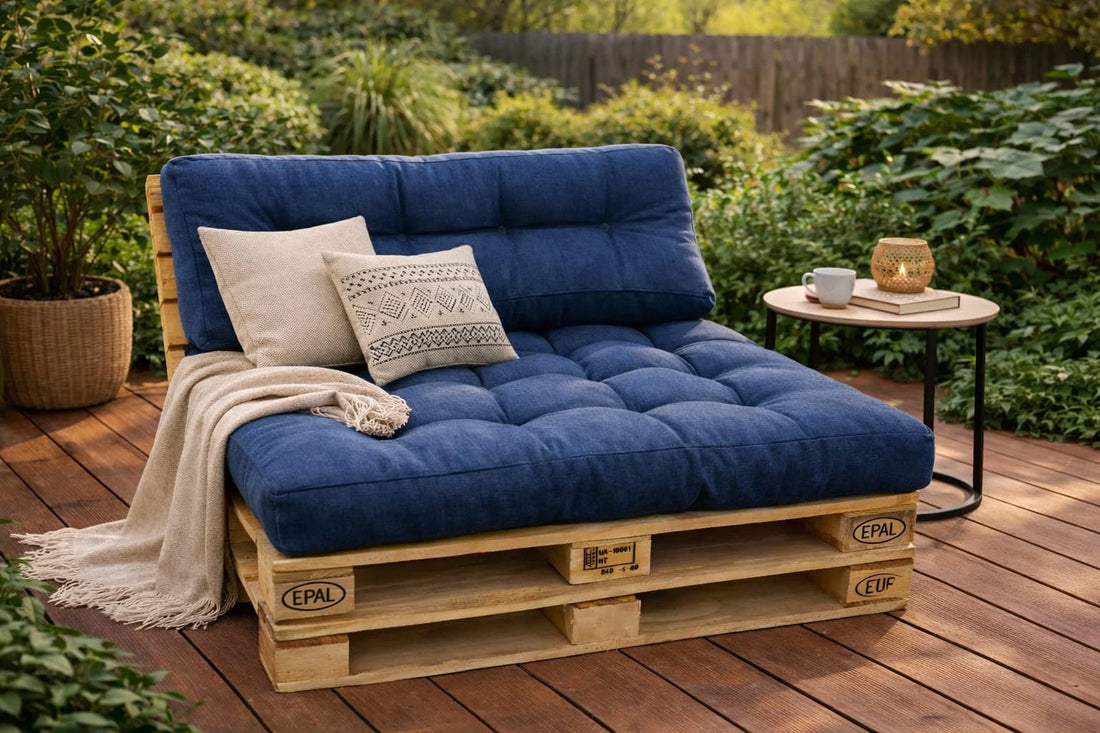 Set perne gradina ”Pallet Soft Seating” - Albastru