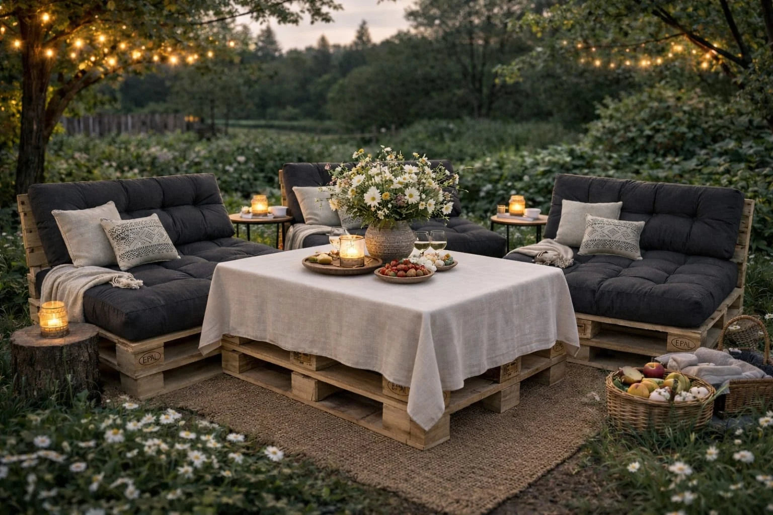 Set perne gradina ”Pallet Soft Seating” - Antracit