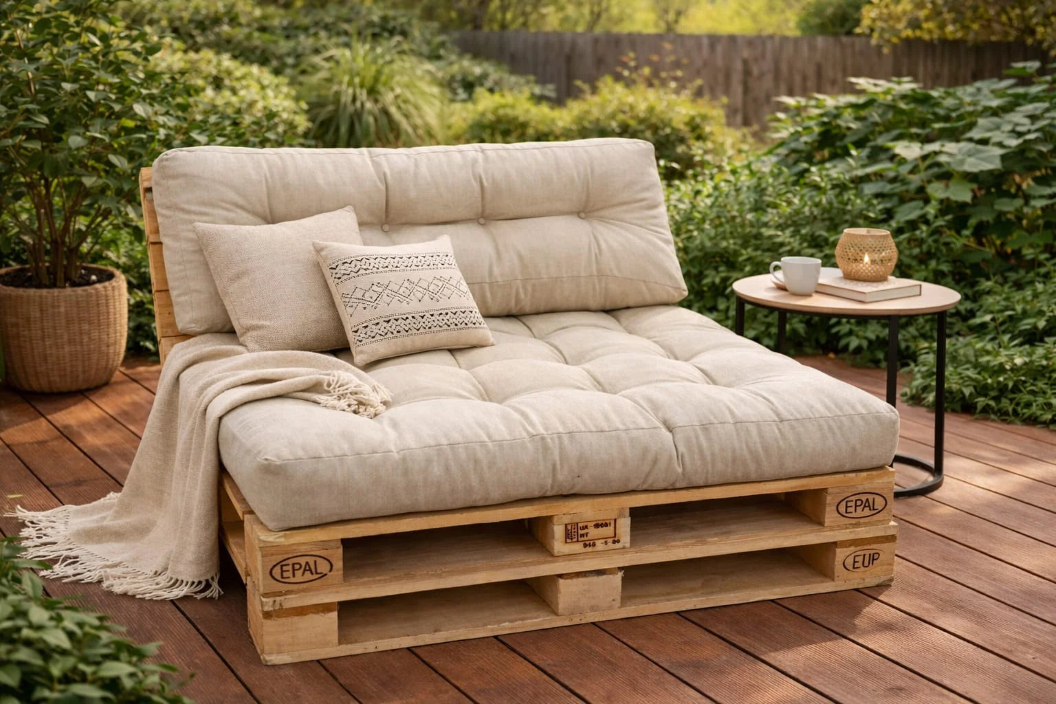 Set perne gradina ”Pallet Soft Seating” - Crem