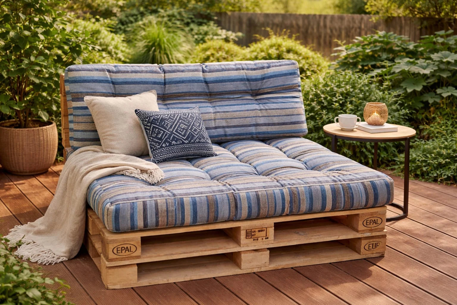 Set perne gradina ”Pallet Soft Seating” - Multicolor