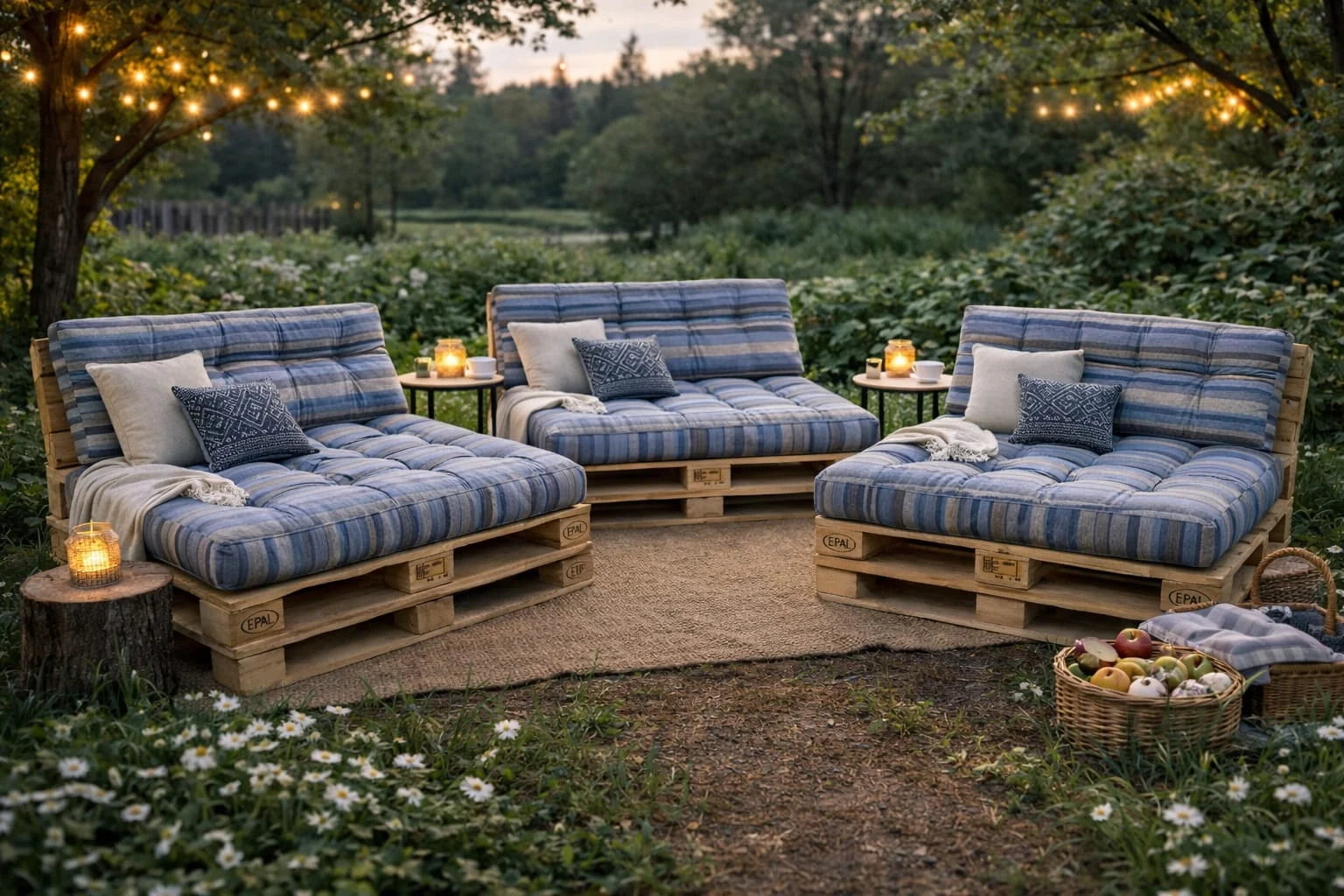 Set perne gradina ”Pallet Soft Seating” - Multicolor