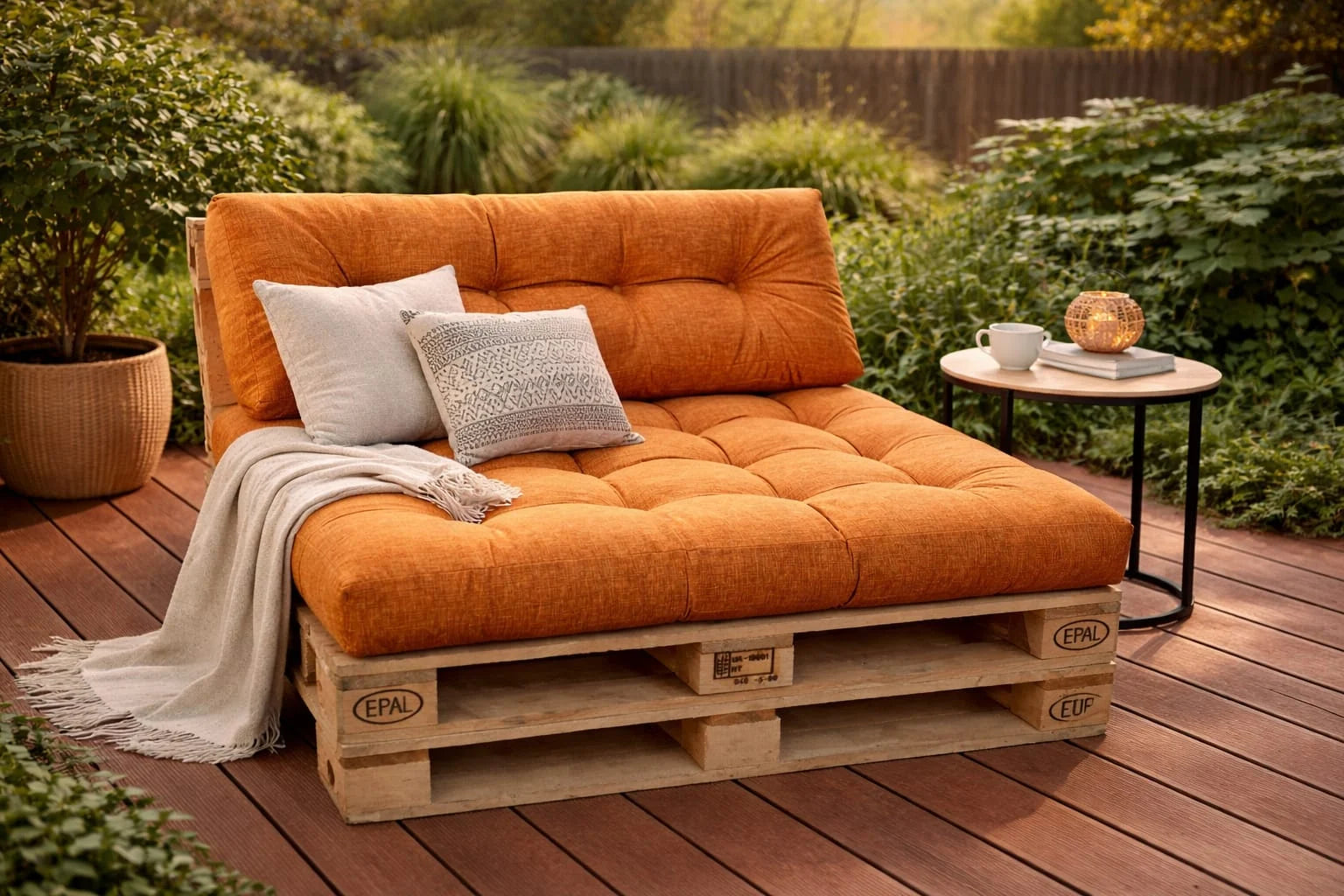 Set perne gradina ”Pallet Soft Seating” - Orange