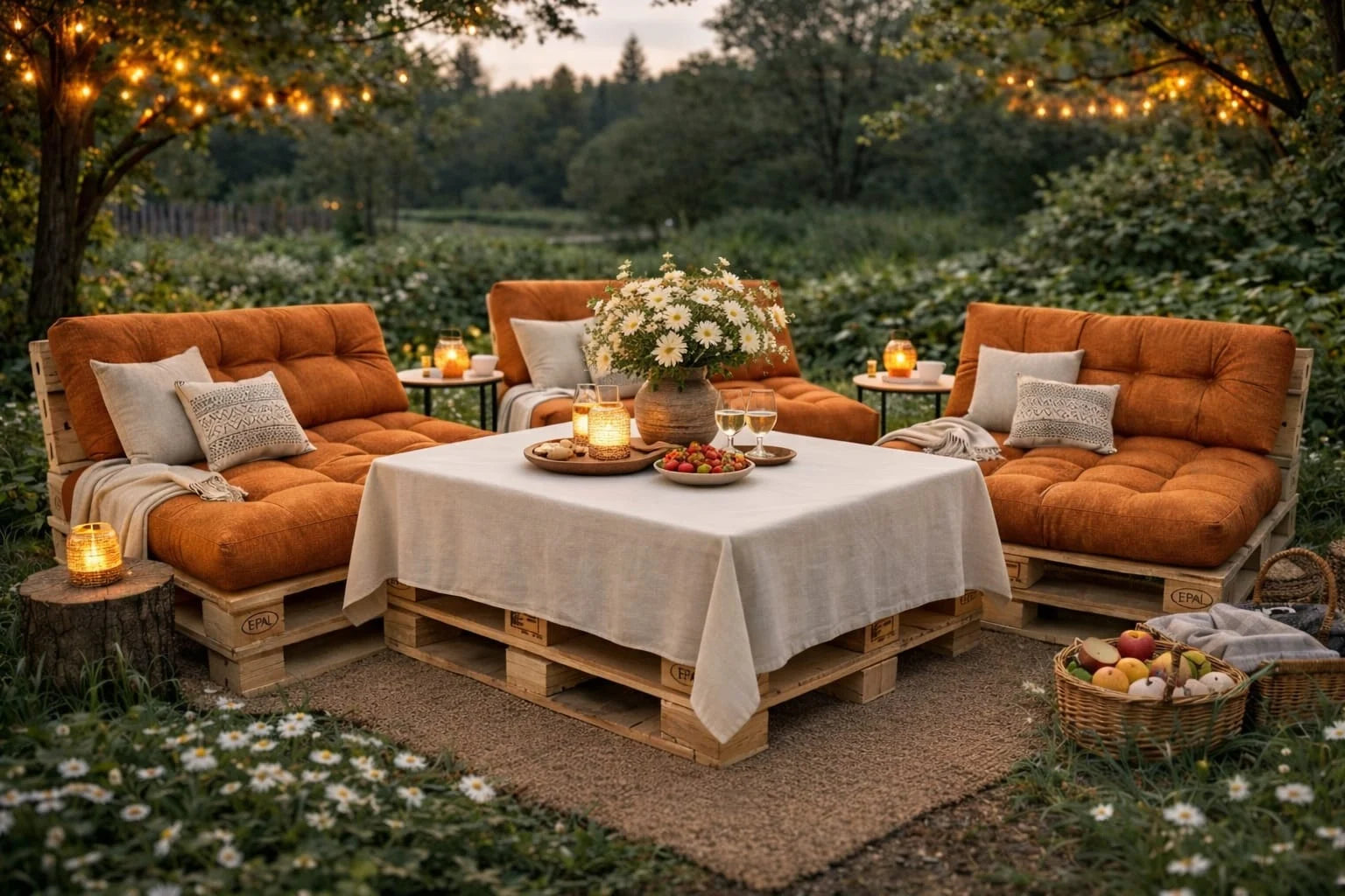 Set perne gradina ”Pallet Soft Seating” - Orange