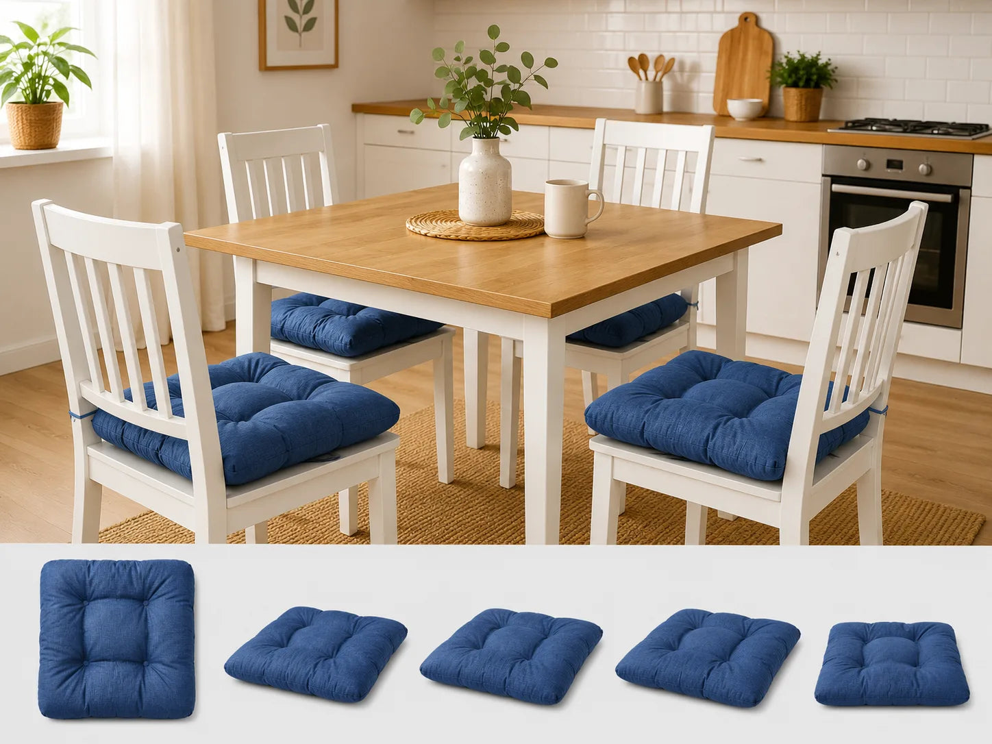 Set 4 pernute scaun interior / exterior – bleumarin