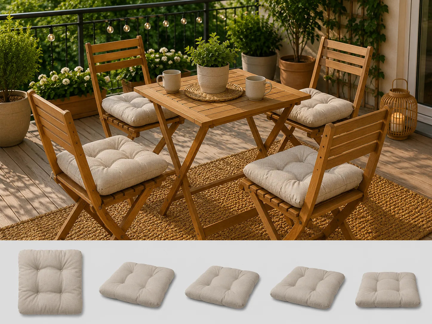 Set 4 pernute scaun interior / exterior – cappuccino