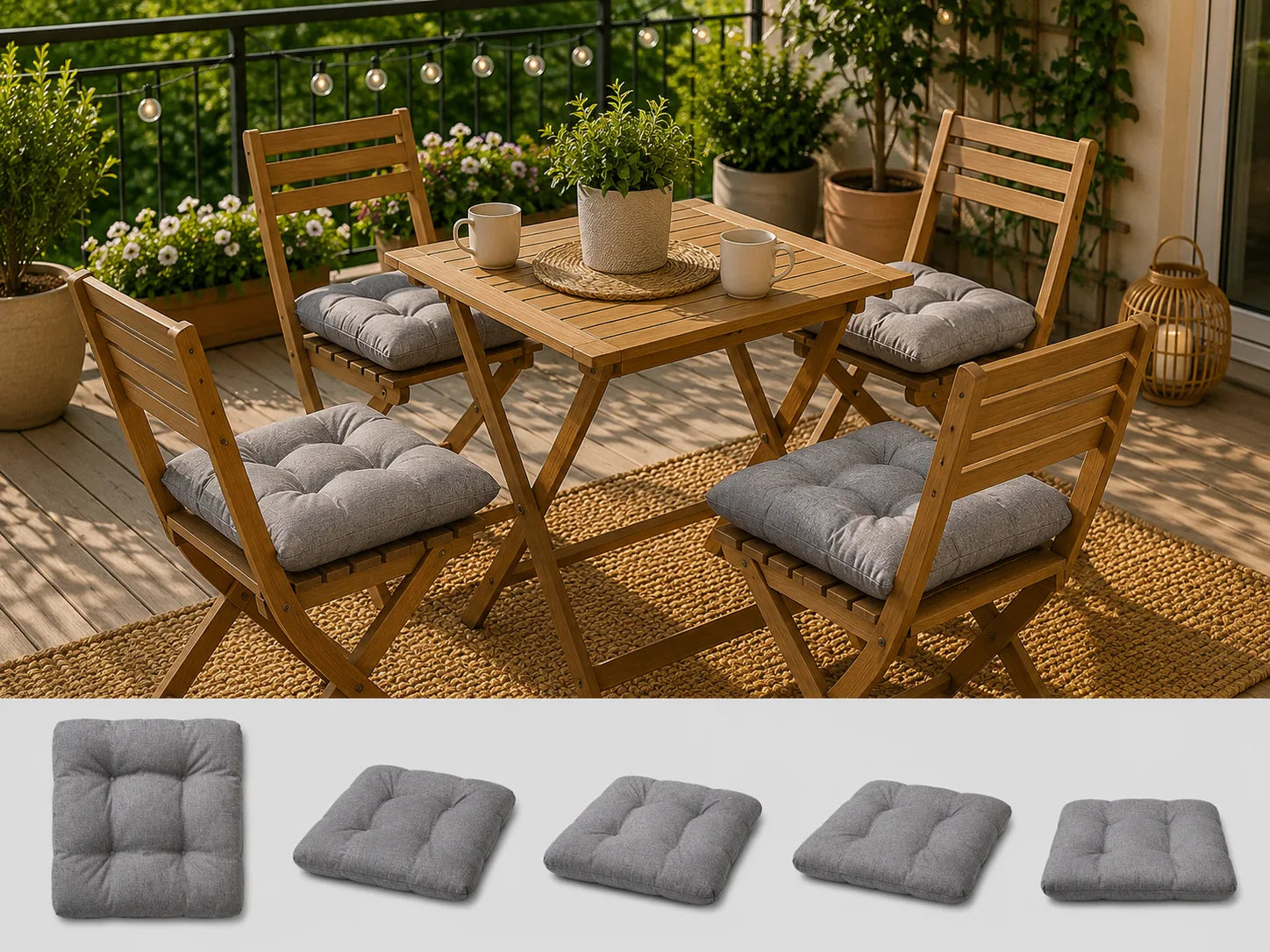 Set 4 pernute scaun interior / exterior – gri
