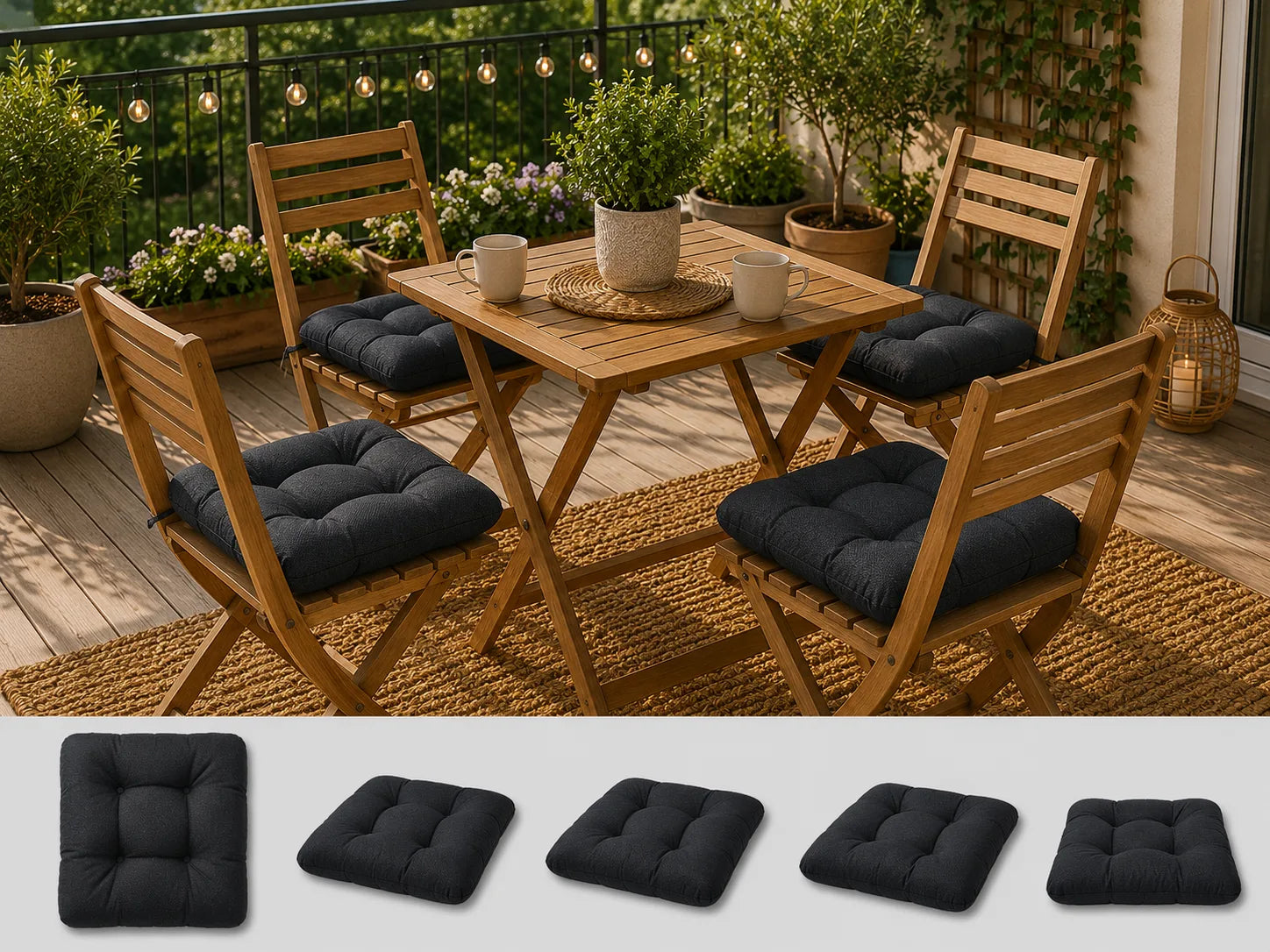 Set 4 pernute scaun interior / exterior – negru
