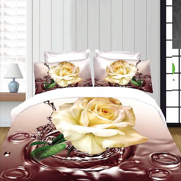 Lenjerie de pat bumbac satinat 3D - 1 persoana – 4 piese | 14344-C