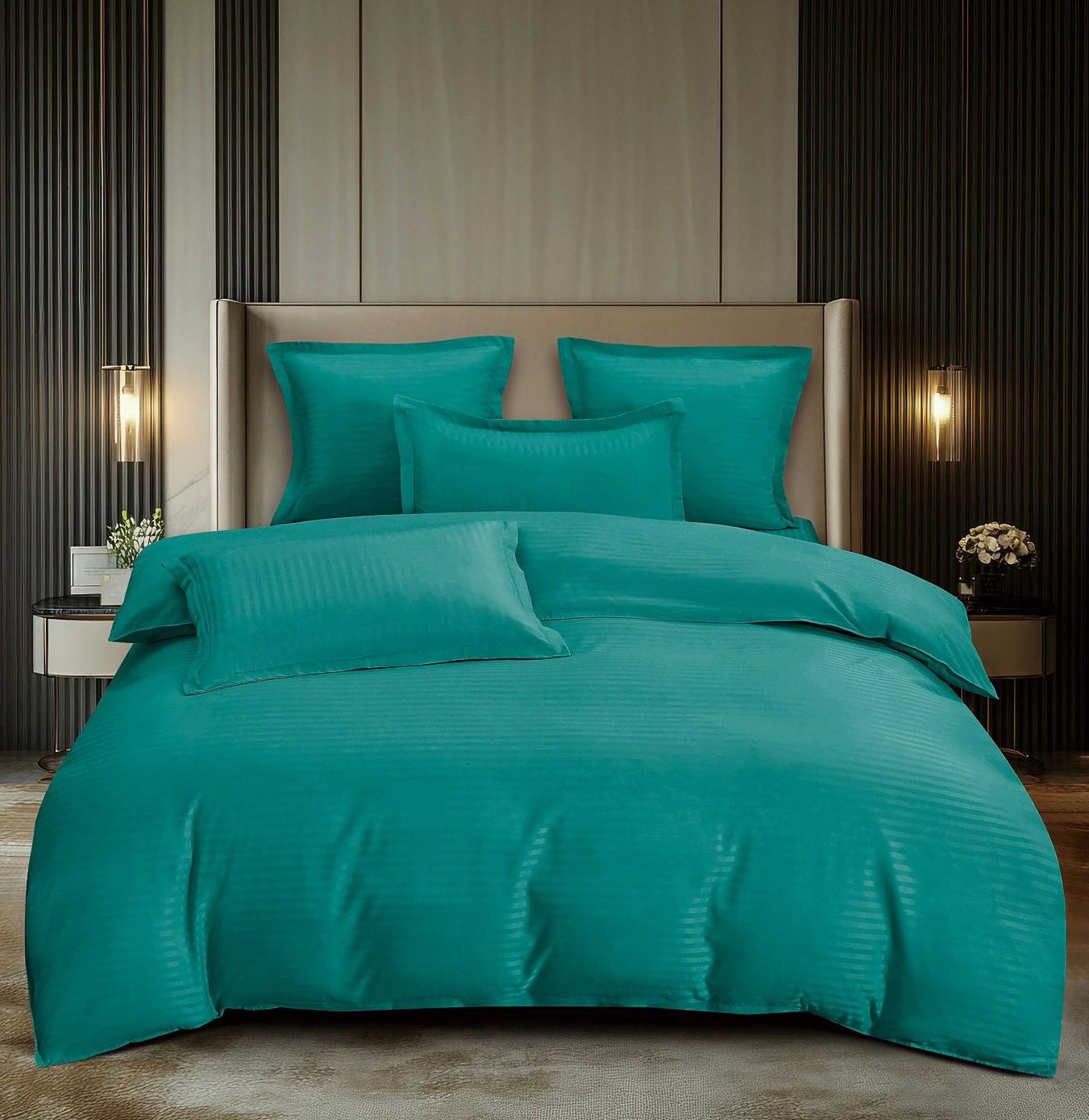 Lenjerie de pat damasc Premium gama Horeca - cu elastic - 6 piese | 16777-C