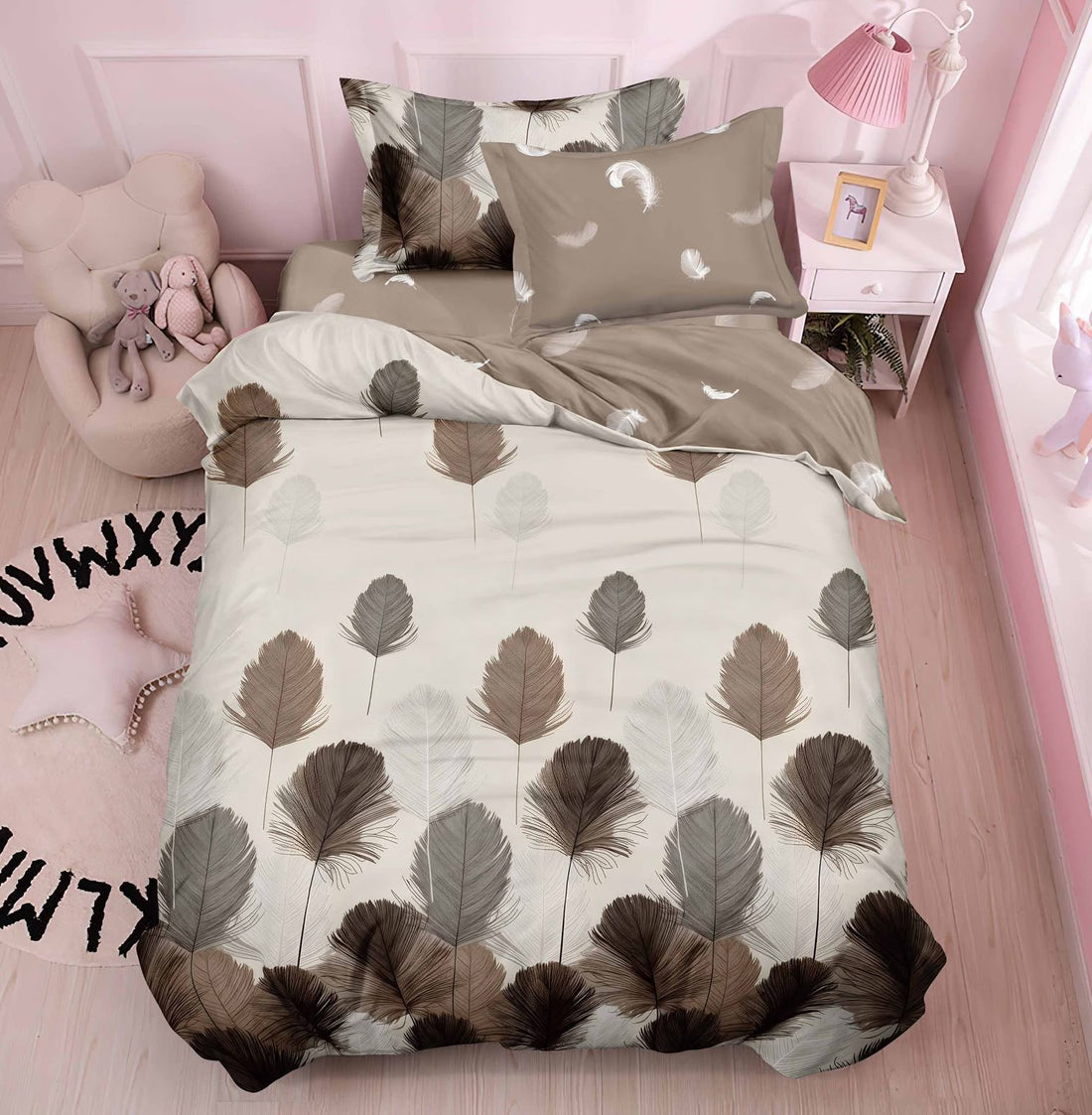 Lenjerie de pat finet - cu elastic - 1 persoana / 4 piese | 19802-C